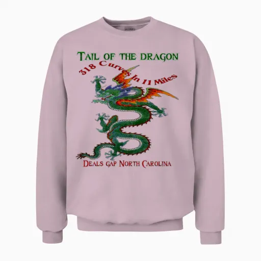 Tail of the Dragon 4 Design Unisex Sweatshirt - Light Pink