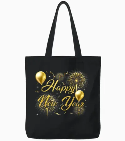 Happy New Year Eve Party 2026 Family Matching Costume Tote Bags - Black