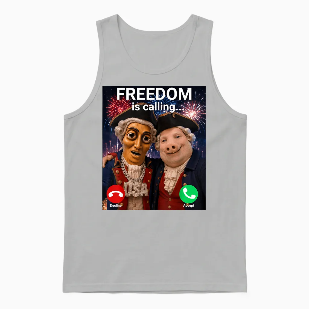 John Pork Fourth of July Tung Tung Tung Sahur Unisex Tank Top in Ash