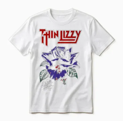 Thin Lizzy Black Rose Color Langarmshirt Unisex T-Shirt - White