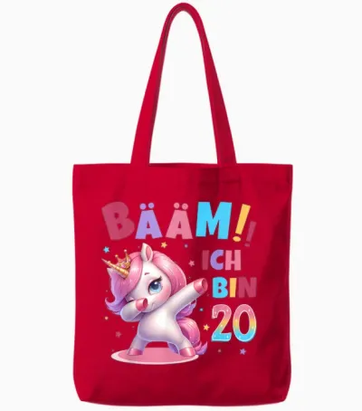 20th Birthday Woman 20 Years Unicorn Party Outfit Unicorn T-Shirt, Black Tote Bags - Red