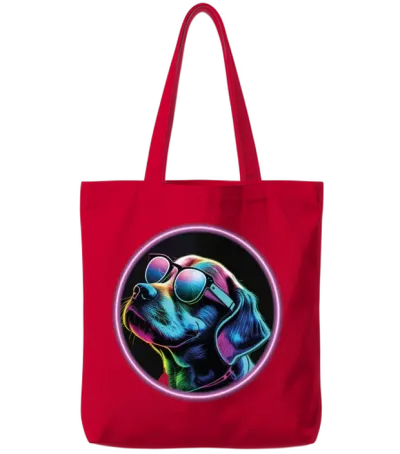 Retro Style Cool Dog Tote Bags - Red