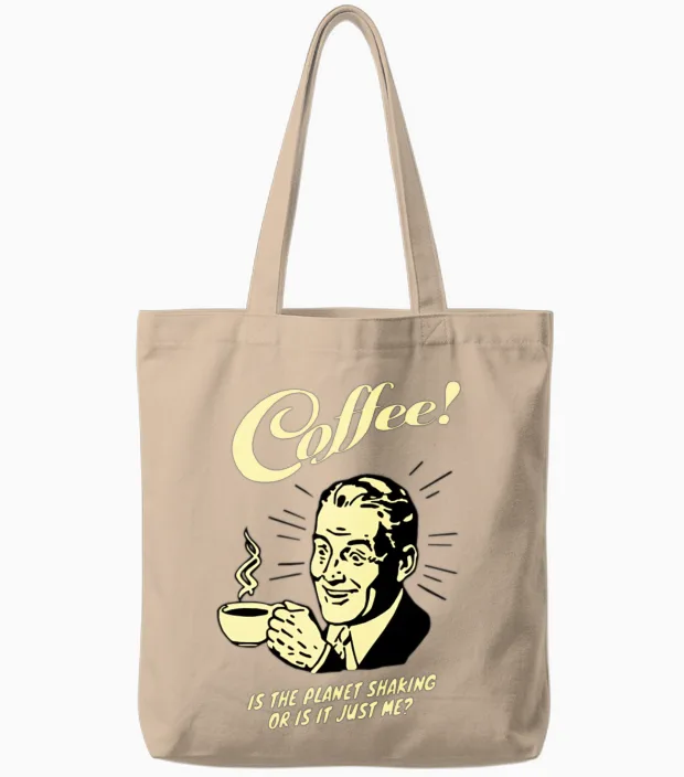 Old Retro Coffee Man Tote Bags - Natural
