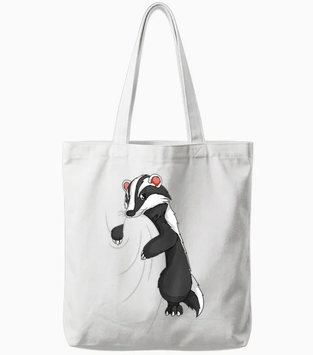 Badger T-Shirt, Black, S Tote Bags in White
