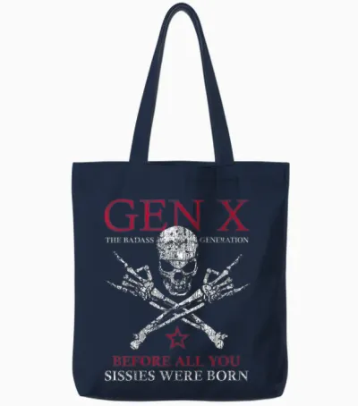 Vintage Gen X T-Shirt "bevor All Eure Weicheier Geboren Wurden [german Language] Skull Rock Tote Bags - Navy