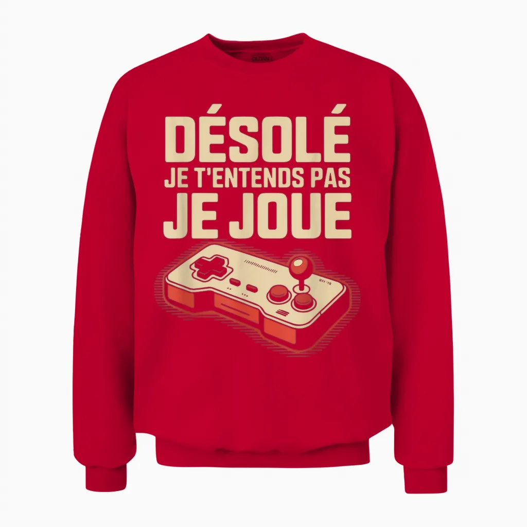 Gamer Man Humour Geek Gift Idea Teen Funny I Play Unisex Sweatshirt in Red