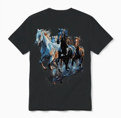 Horses Unisex T-Shirt - Black
