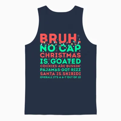 Funny Middle School Gen Alpha Slang Skibidi Rizz Christmas Unisex Tank Top - Navy