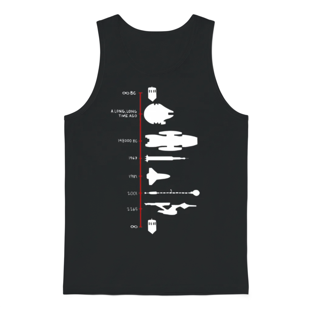 Spaceship Timeline Science Fiction Rocket Unisex Tank Top - Black