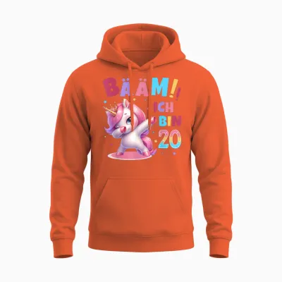 20th Birthday Woman 20 Years Unicorn Party Outfit Unicorn T-Shirt, Black Unisex Hoodie - Orange