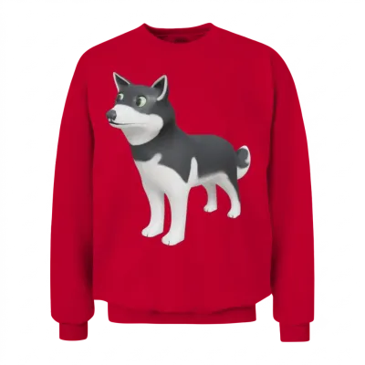 Dog- Black and White Dog Unisex Sweatshirt - Red