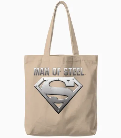 Superman S-Shield Steel Look Tote Bags - Natural