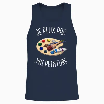Je Peux Pas J'ai Painting Humour Gift of Painter T-Shirt, Black, S Unisex Tank Top - Navy