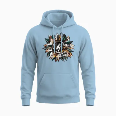 Western Sunflower Unisex Hoodie - Light Blue