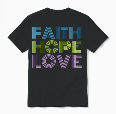 Faith Hope Love Retro Unisex T-Shirt - Black