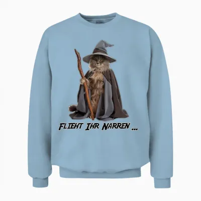 Lustiges Katzen Zauberer Outfit, Catdalf Unisex Sweatshirt - Light Blue