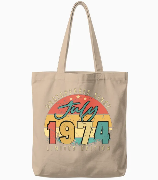 Vintage July 1974 Tote Bags in Natural