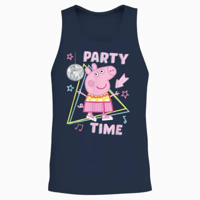 Peppa Pig Disco Party Time Amazon Exclusive T-Shirt, Blue Unisex Tank Top - Navy