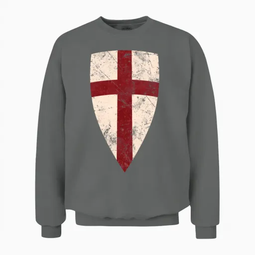Crusader Shield Medieval Unisex Sweatshirt in Graphite Heather