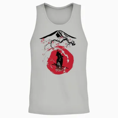 Japanese Samurai Art Unisex Tank Top - Ash