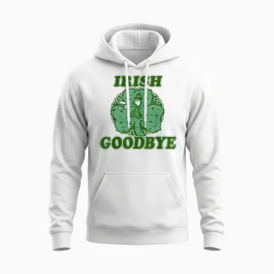 Irish Goodbye Leprechaun with Beer Shamrock St Patrick's Day Unisex Hoodie - White