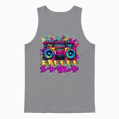 Boombox Graffiti Urban Street Wear Hip Hop Colorful T-Shirt, Black, S Unisex Tank Top - Sport Grey
