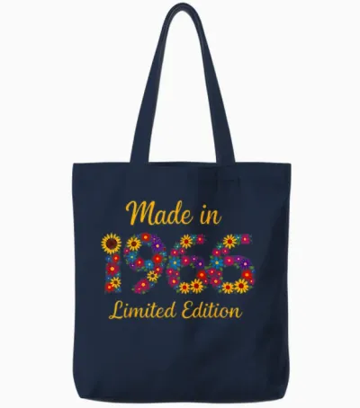 Made in 1966 Limited Edition Blumen Vintage 60 Geburtstag Tote Bags - Navy