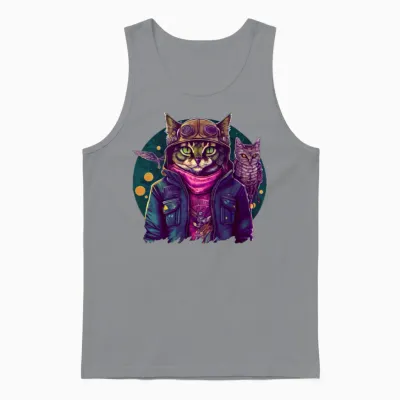 A Cat and an Owl Unisex Tank Top - Sport Grey