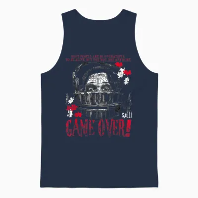 Saw Game Over Head Trap Horror Movie Unisex Tank Top - Navy