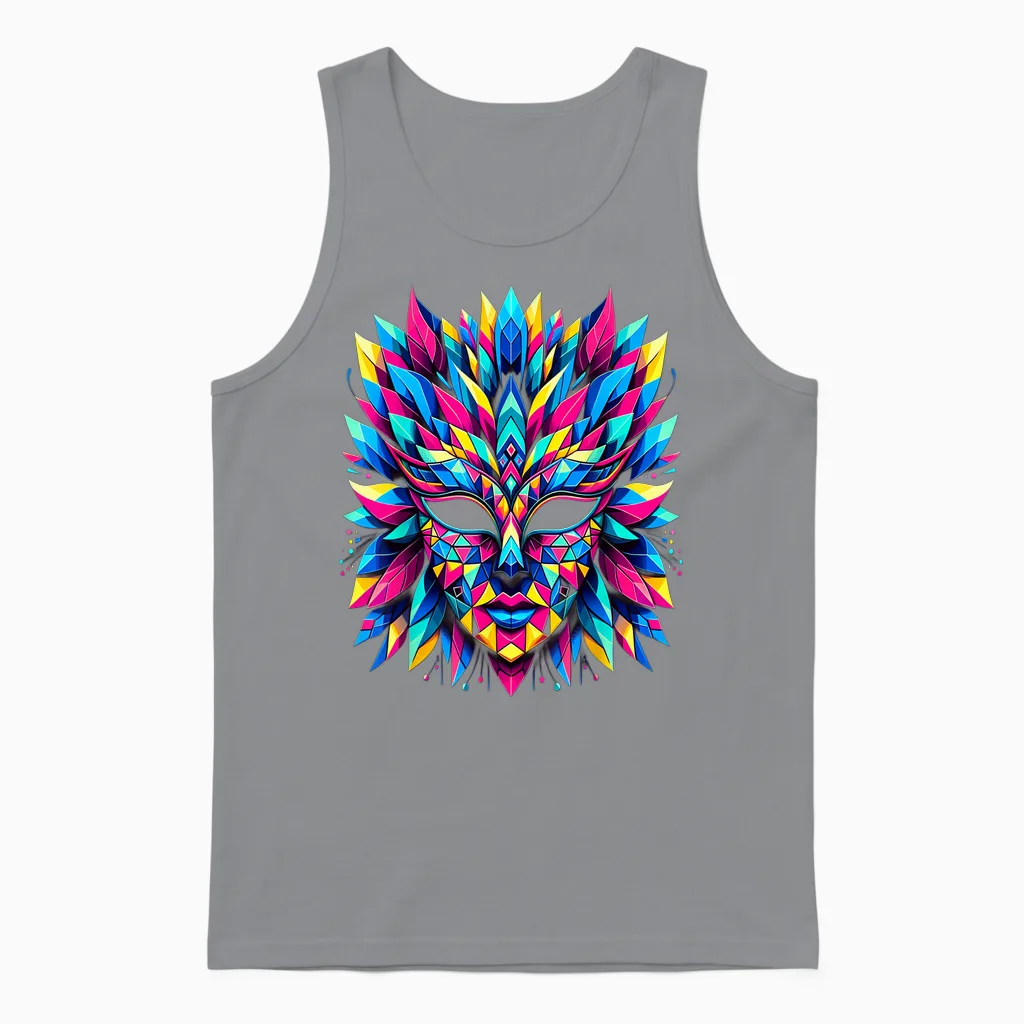 Retro Carnival Mask Brazil Rio T-Shirt, Black, S Unisex Tank Top in Sport Grey