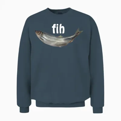 Fih Lustiger Falsch Geschriebener Fisch Meme Einfacher Humor Sarkastischer Witz Unisex Sweatshirt - Dark Heather
