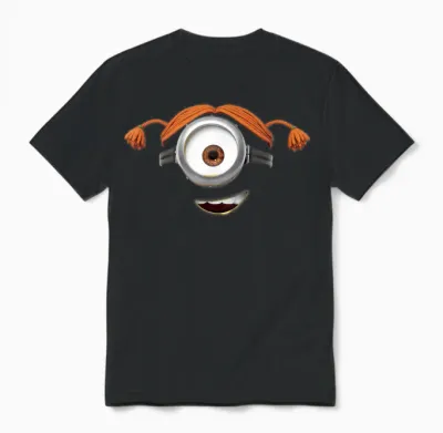 Despicable Me Minions Carl Pigtails Graphic Unisex T-Shirt - Black