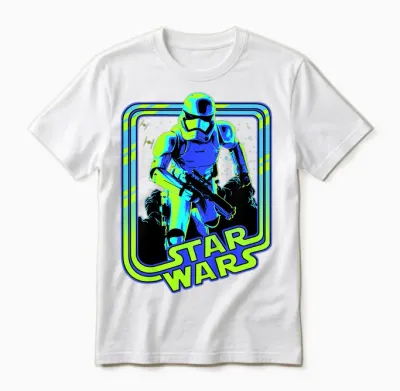 Kids Star Wars Classic Stormtrooper Retro Neon Glow Unisex T-Shirt - White
