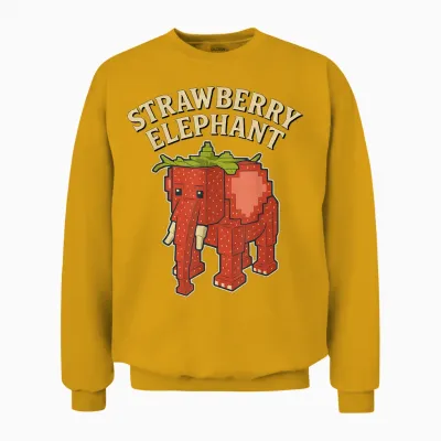 Strawberry Elephant Funny Italian Brain Red Kids Gaming Meme Unisex Sweatshirt - Gold