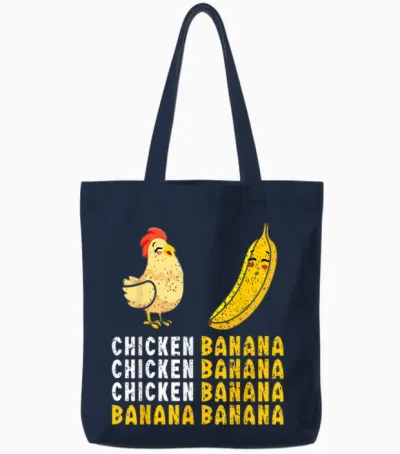 Funny Chicken Banana Dance Meme for Girls, Women, Tote Bags - Navy