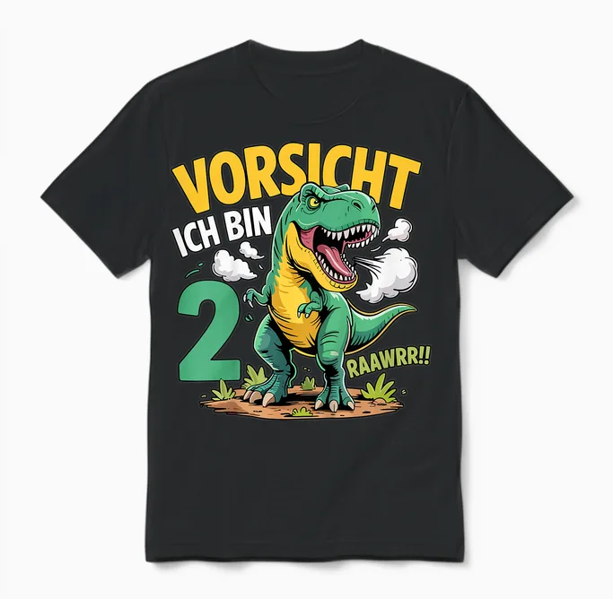 Dinosaurier 2 Geburtstag Deko Ich Bin 2 Dino Jungen 2 Jahre Unisex T-Shirt in Black
