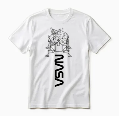 Nasa Apollo 11 Lunar Module Worm Logo T-Shirt, Grey, S Unisex T-Shirt - White