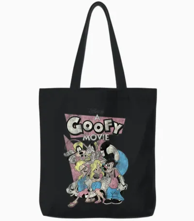 Disney a Goofy Movie T-Shirt, White, S Tote Bags - Black