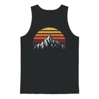 Retro Sunset Mountain Summer & Beach Unisex Tank Top - Black – 1