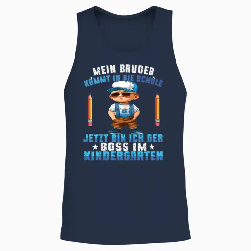 Mein Bruder Kommt in Die Schule Boss Im Kindergarten Schule Unisex Tank Top - Navy