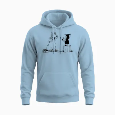 Thelwell Pony Learning at School Teacher Unisex Hoodie - Light Blue