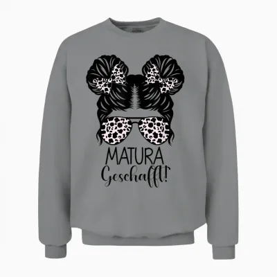 Matura Geschafft 2026 Messy Bun Maturaabschluss Unisex Sweatshirt - Sport Grey