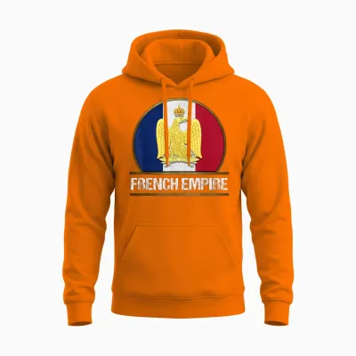 French Empire Flag Napoleon Bonaparte Wars T-Shirt, Black, S Unisex Hoodie - Safety Orange
