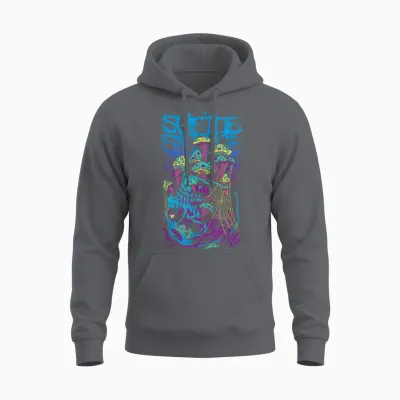 Suicide Silence - Offizielles Merchandise - Pilz T-Shirt Schwarz Unisex Erwachsene Klein Eu S Crew-Ausschnitt Kurzarm Klassisch Pull-On Polyester 100% Imported Unisex Hoodie - Charcoal