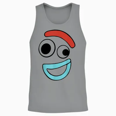 Disney Pixar Toy Story 4 Forky Large Happy Face Unisex Tank Top - Sport Grey