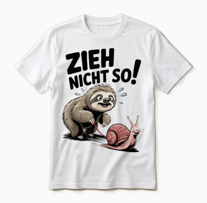 Funny Sloth Saying Zieh Nicht So Langsam Schnecke Unisex T-Shirt in White