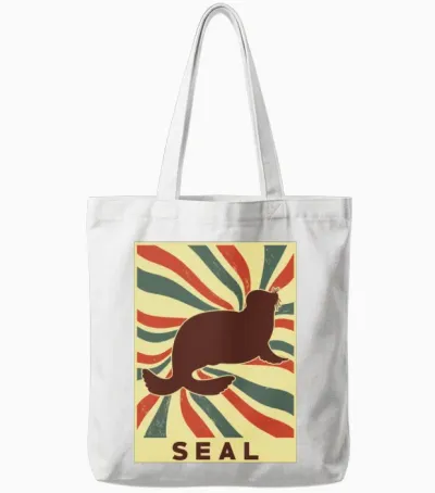 Seal Retro Vintage Tote Bags - White