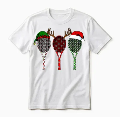 Tennis Merry Chistmas 3 Tennis Racket Christmas Unisex T-Shirt - White