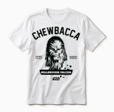 Kids Star Wars Chewbacca Face T-Shirt, Black, 2 Unisex T-Shirt - White