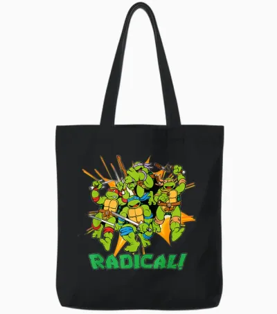 Leo, Donnie, Mikey & Raph - Radical! Tote Bags - Black
